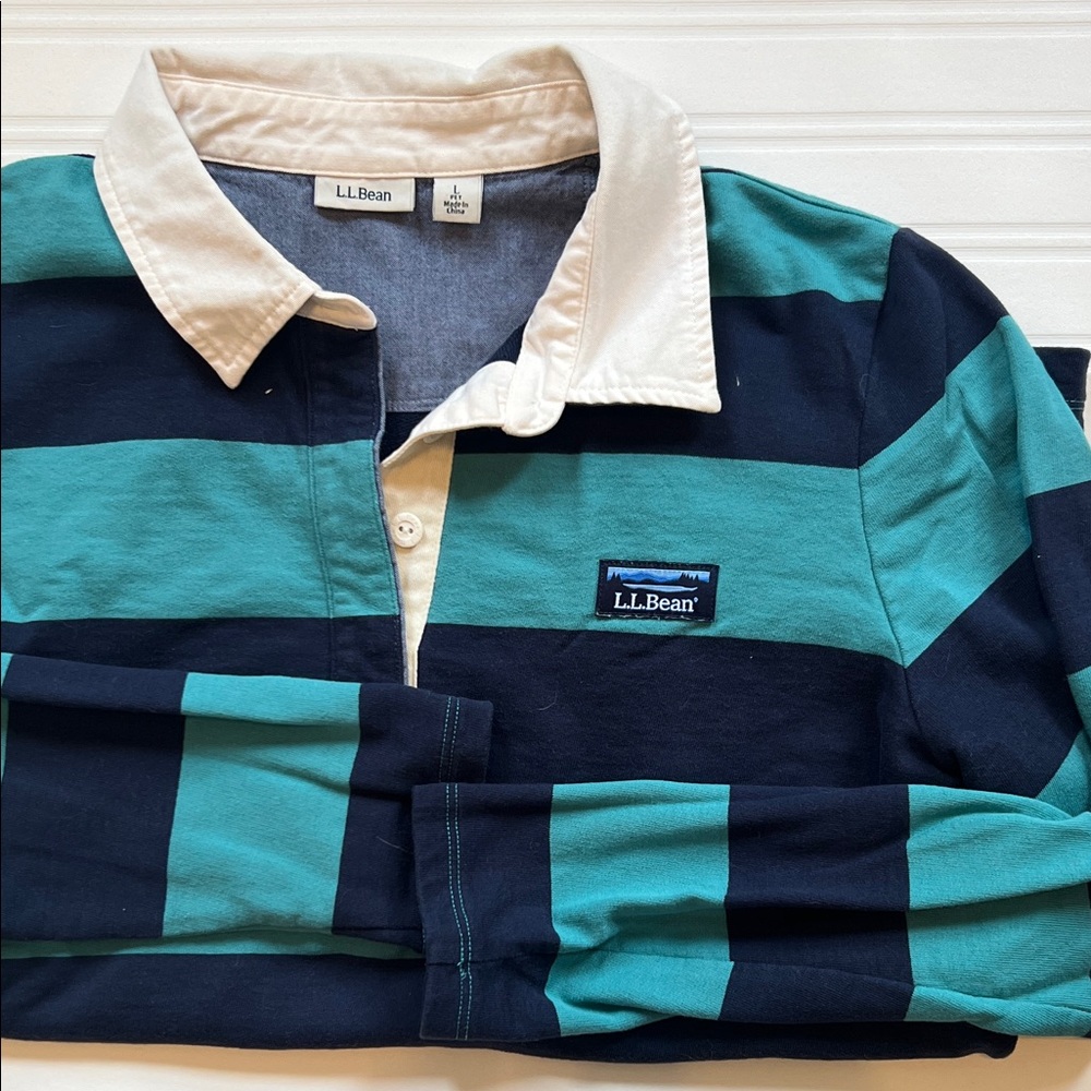 L.L. Bean Women’s Rugby Shirt - Teal and Navy